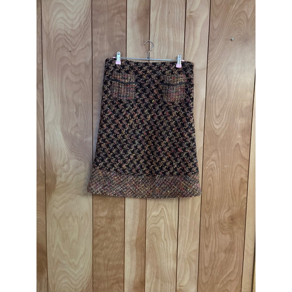 Cynthia Steffe Brown Multi Tweed Wool Mohair Alpaca A-Line Skirt Size 10